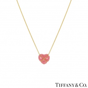Tiffany & Co 18k Yellow Gold Rose Quartz Pendant
